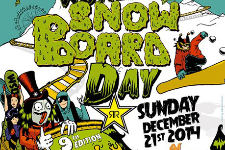 Cartel del World Snowboard Day 2014 en Valgrande-Pajares.